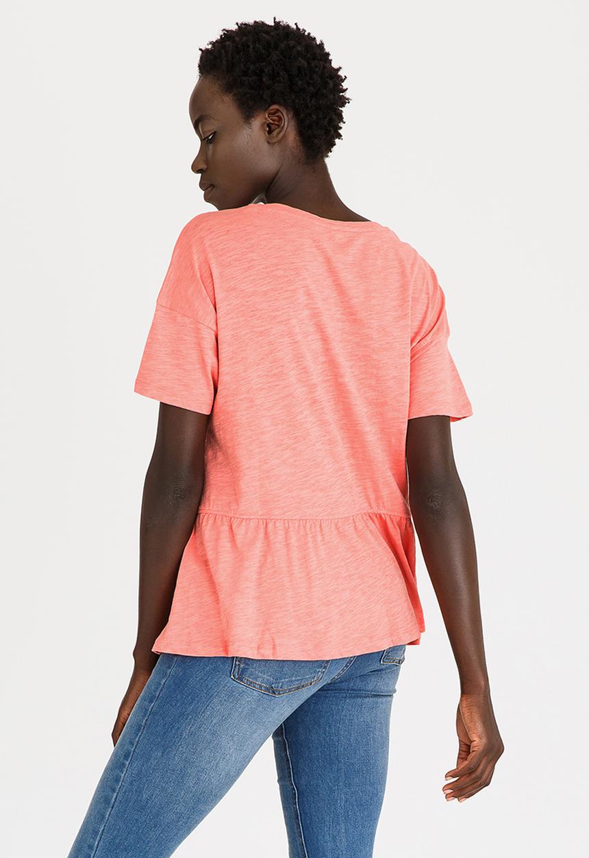 ONLY - Leah Ruffle Detail Tee Mid Pink