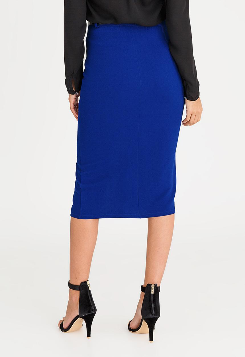 edit - High-waisted Pencil Skirt with Detachable Belt Cobalt