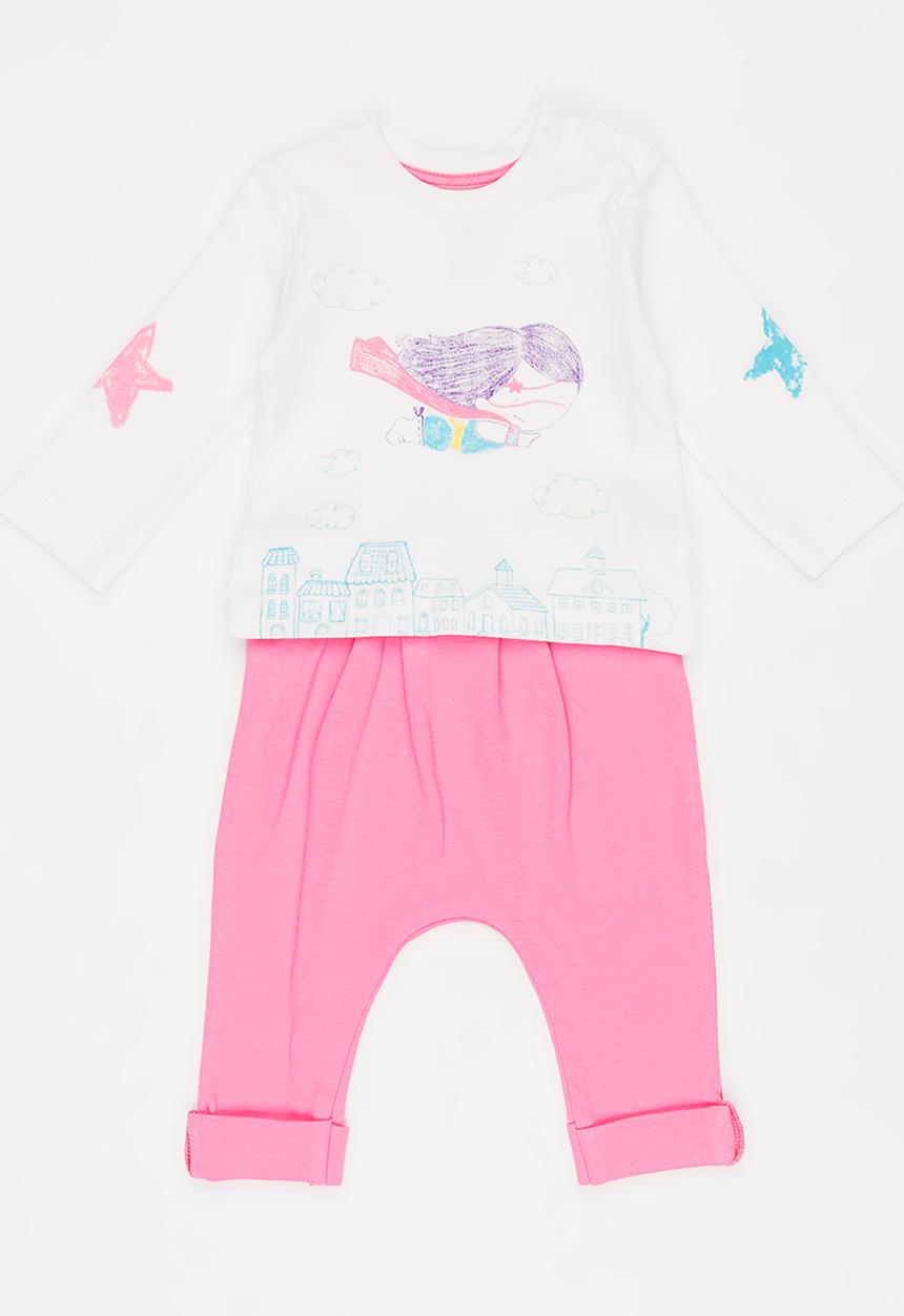 Baby Corner - Super Girl Harem Pants Set Mid Pink