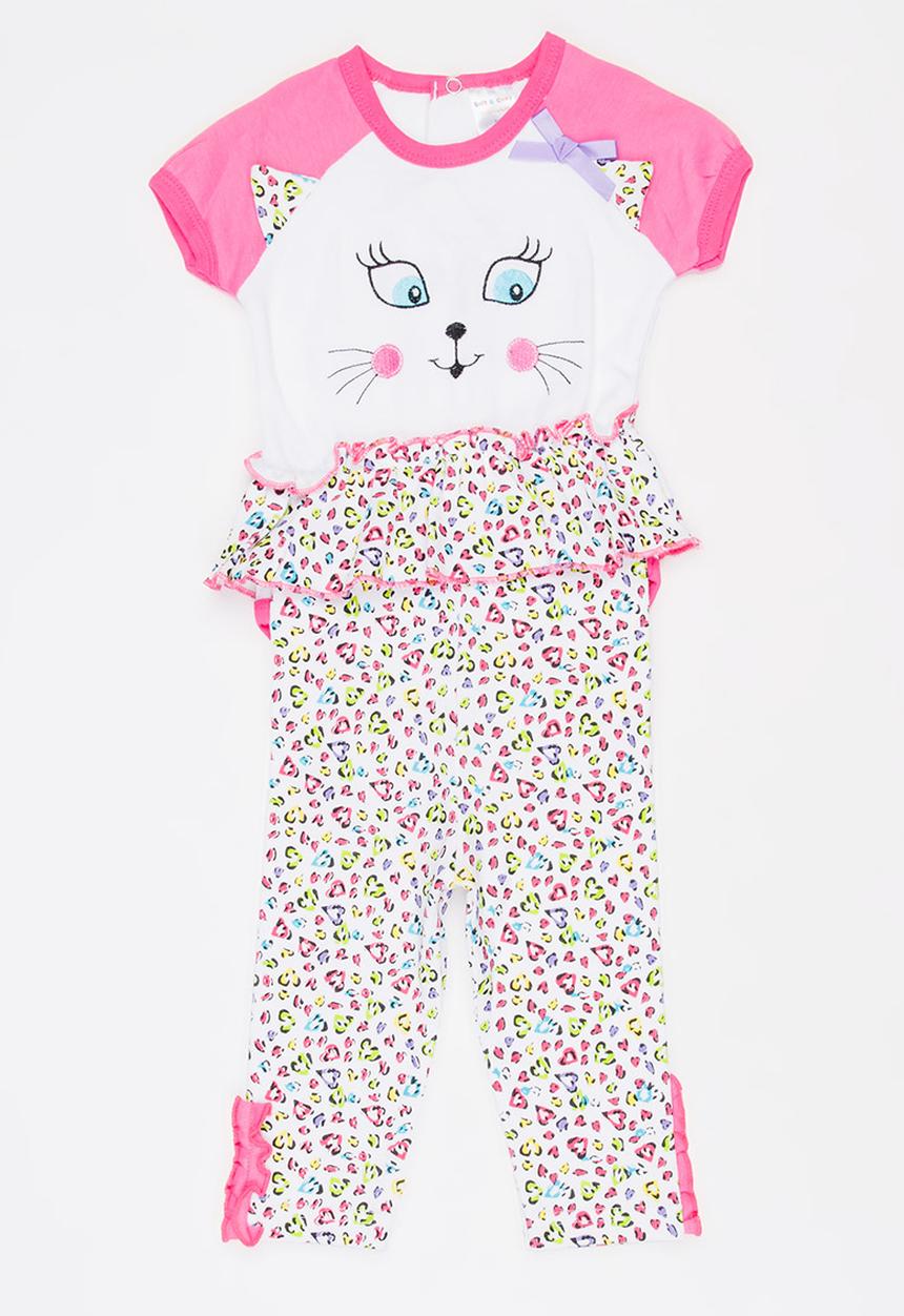 Twin Clothing - Short Sleeve Cat Three Piece Set Mid Pink