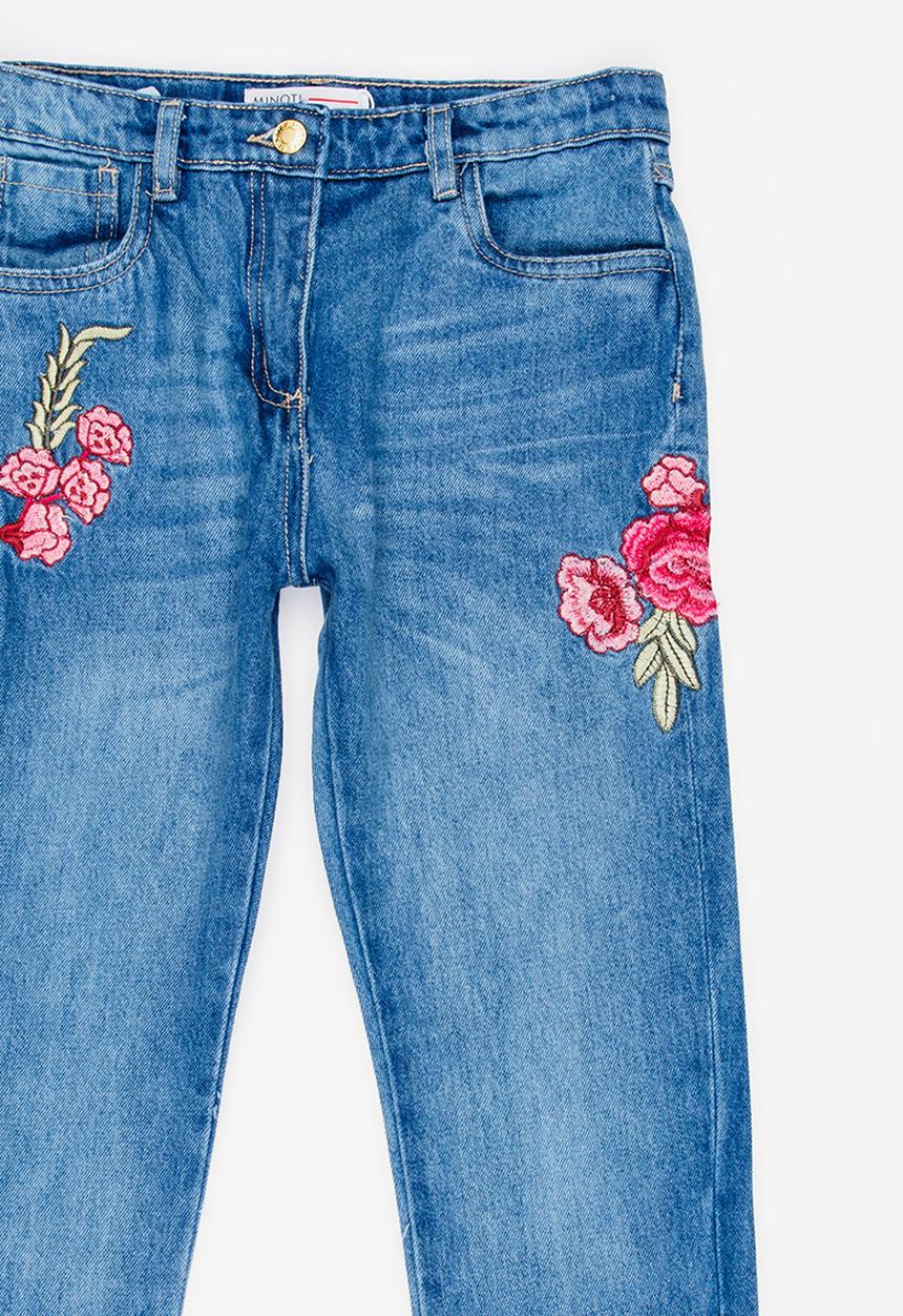 MINOTI - Utility Boyfriend Jean with Rose Embroidery Blue