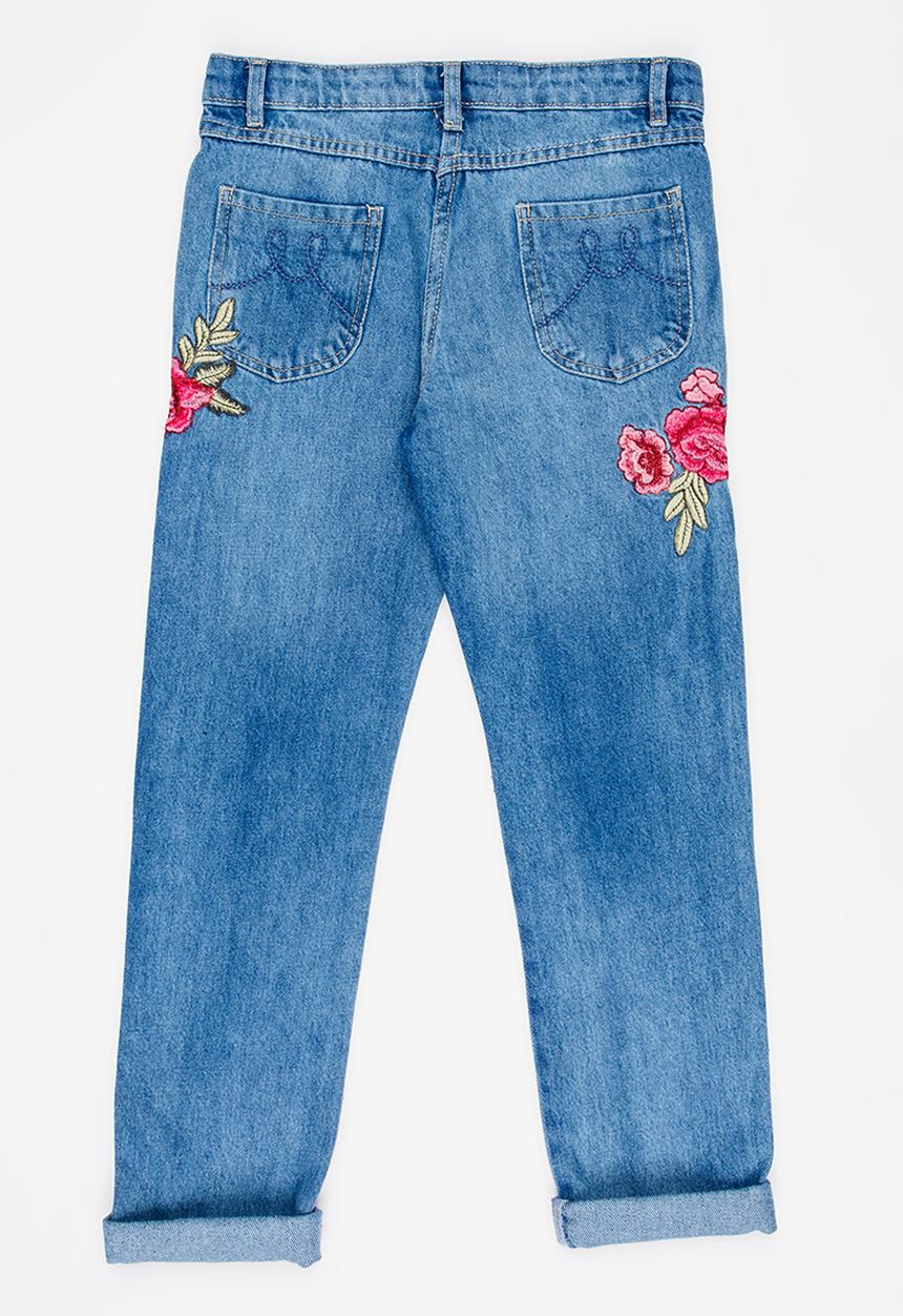 MINOTI - Utility Boyfriend Jean with Rose Embroidery Blue