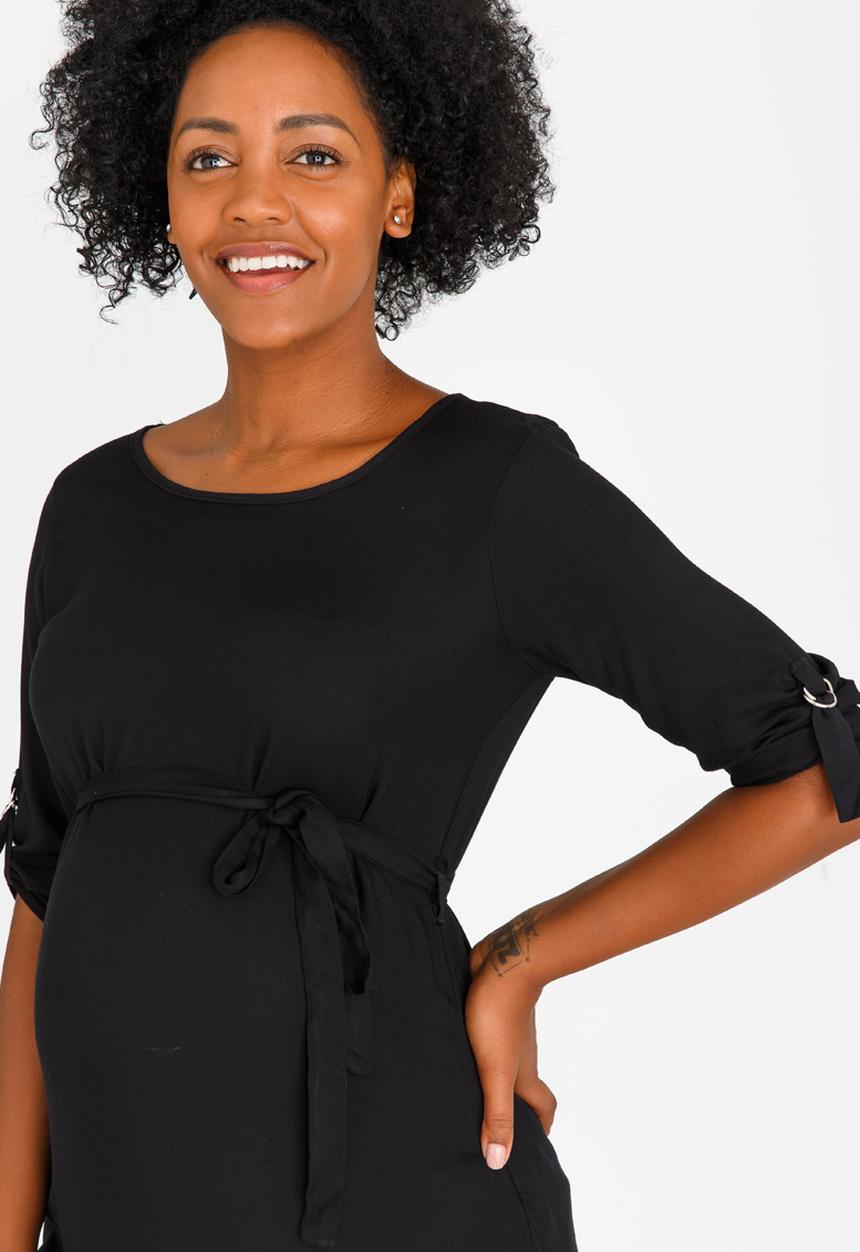 edit Maternity - Rolled up Sleeve Top Black
