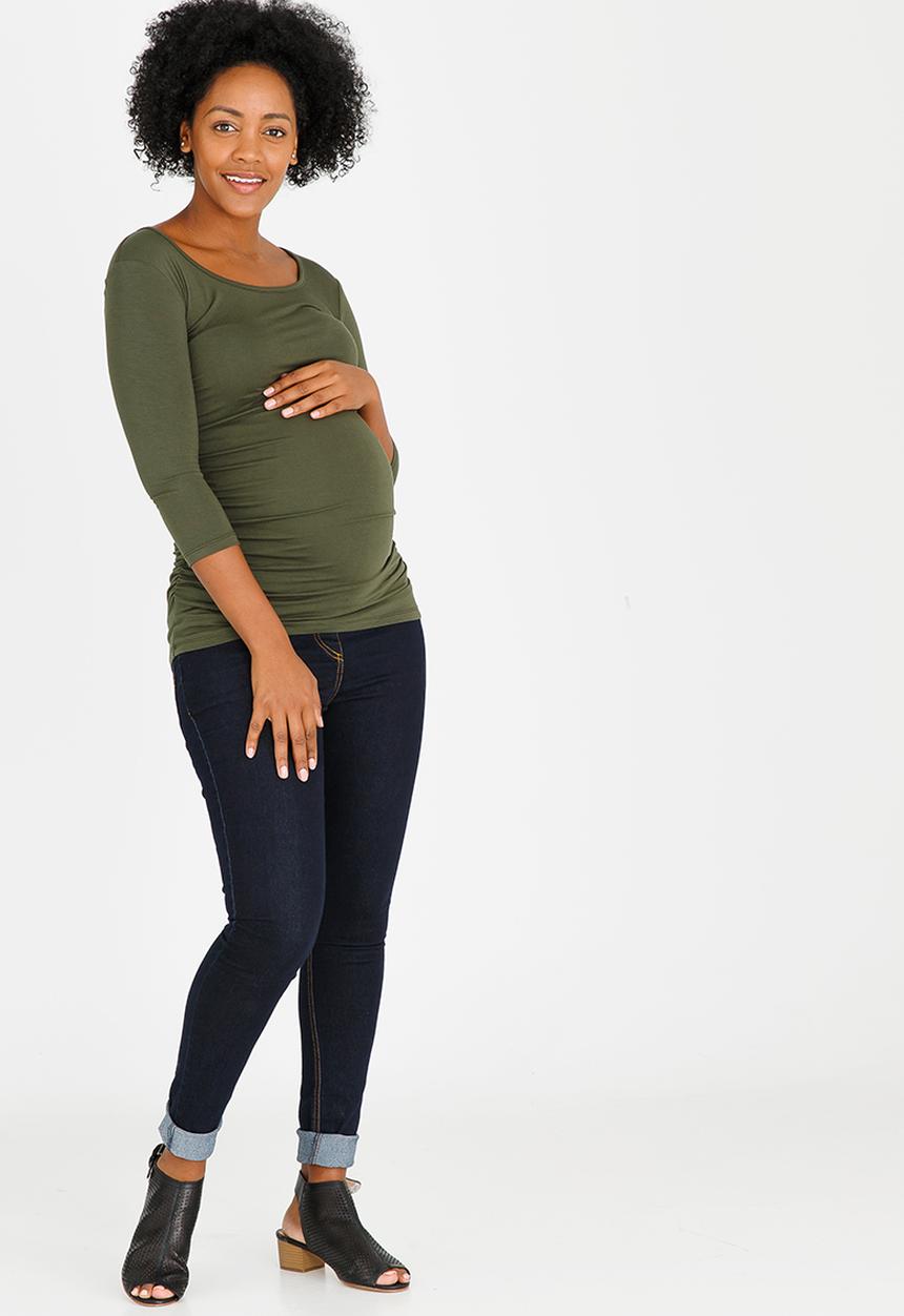 Cherry Melon - Side Gauge 3/4 Sleeve Khaki Green