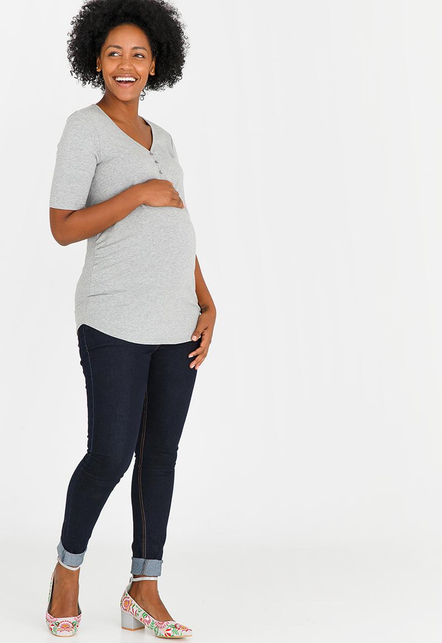 Cherry Melon - Henley Top Grey Melange