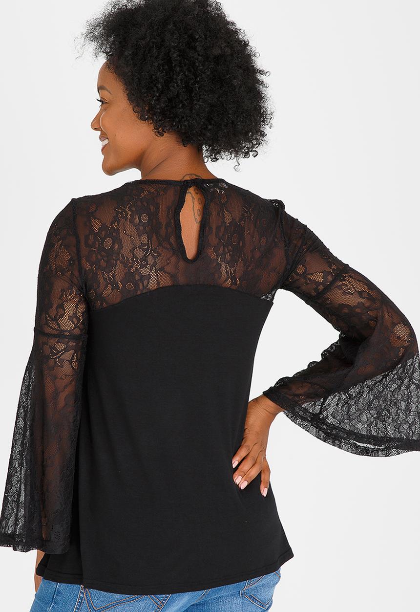 edit Maternity - Lace Inset Top Black