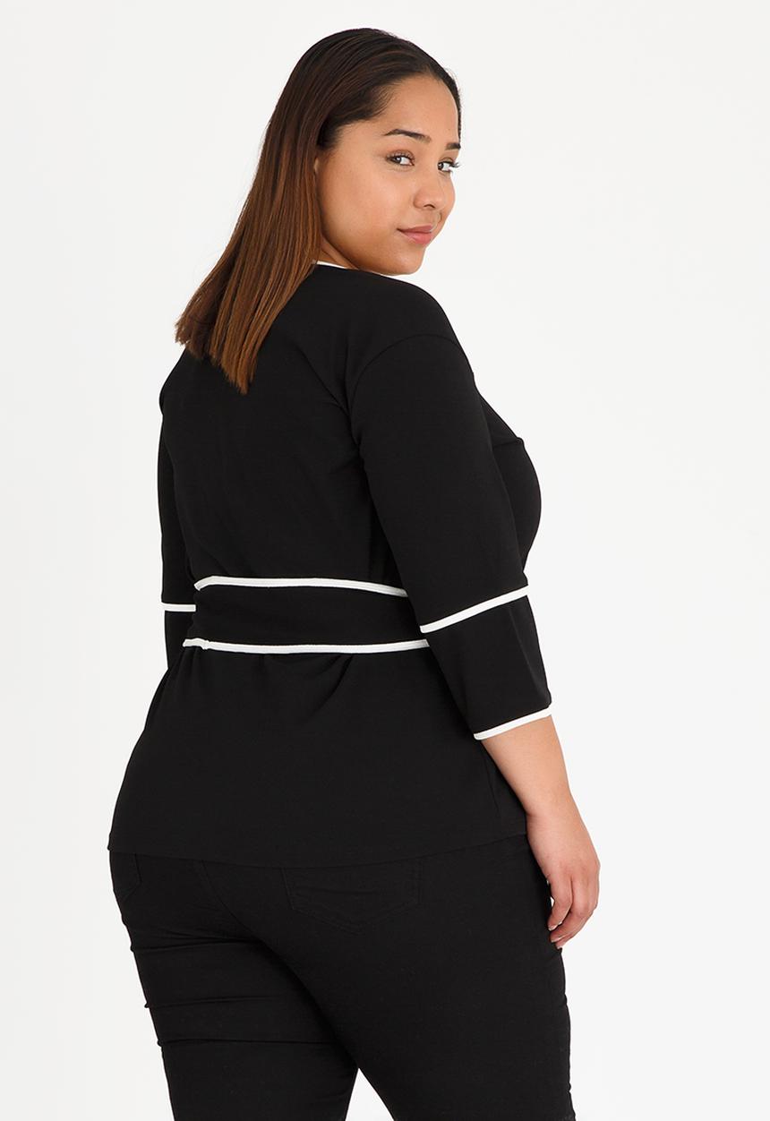 STYLE REPUBLIC PLUS - Contrast Piping Blouse Black