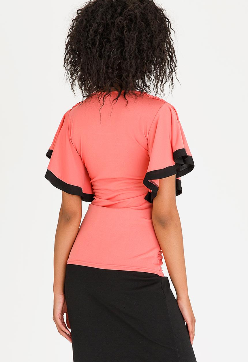edit - Cowl Neck T-shirt Coral