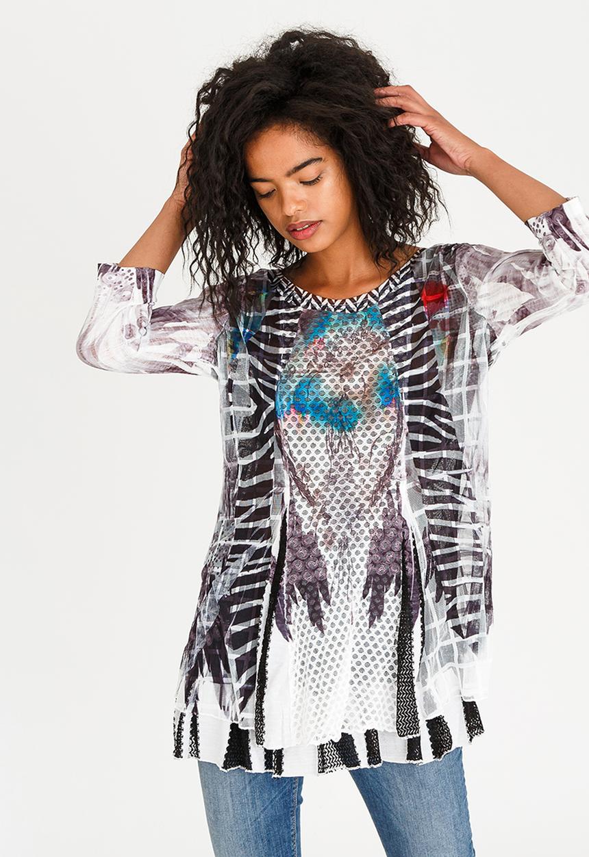 Revenge - Mixed Print Tunic Grey