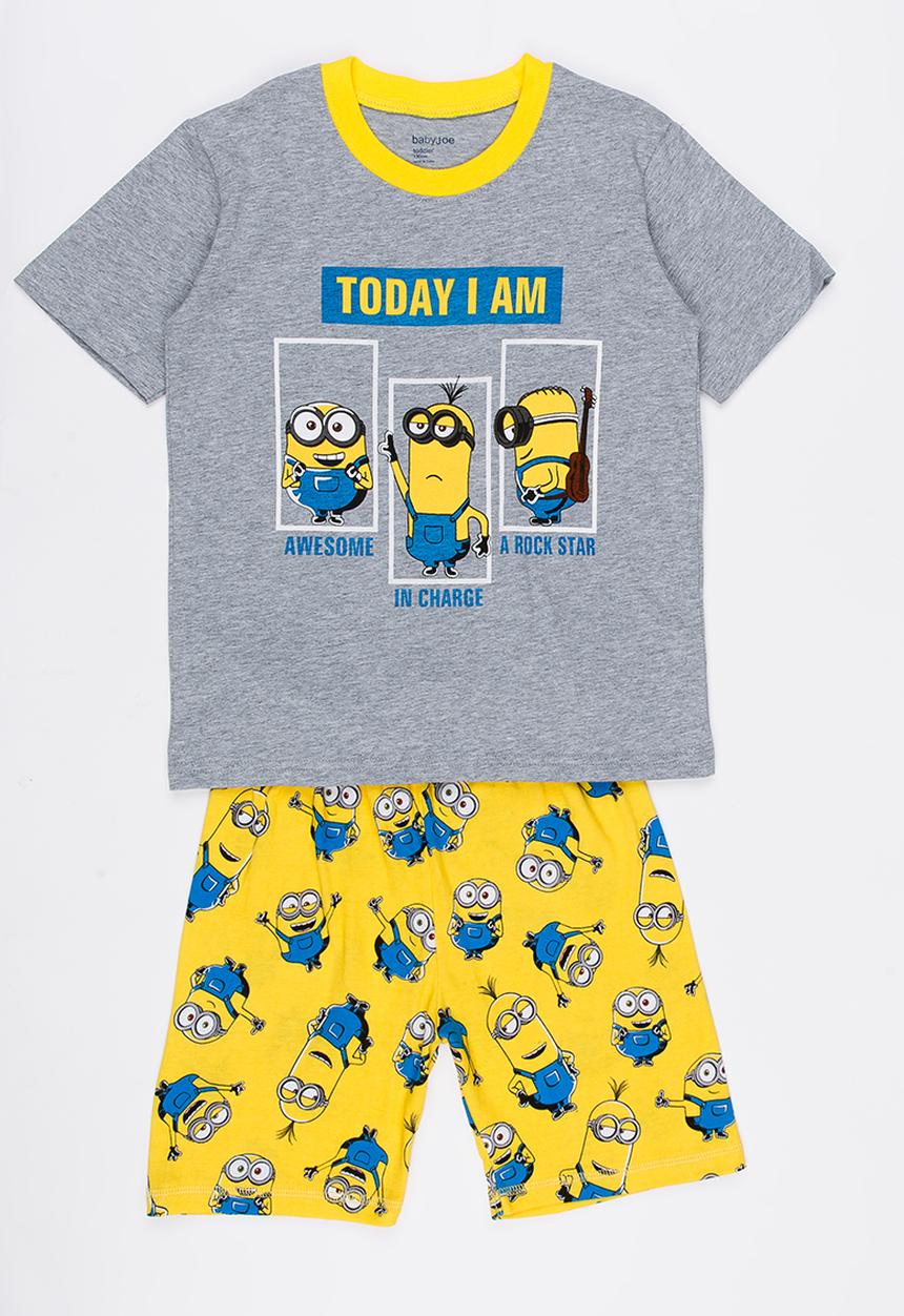 Pop Candy - Boys Printed  PJ Set Grey