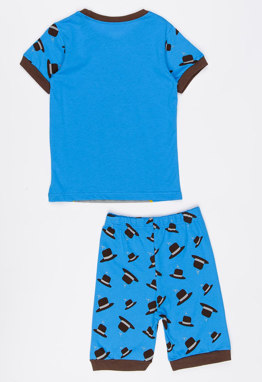Pop Candy - Boys Printed  PJ Set Mid Blue
