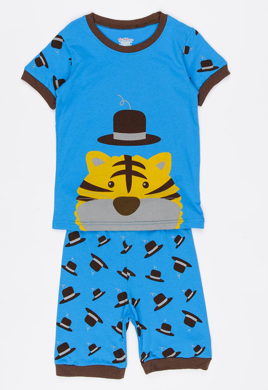 Pop Candy - Boys Printed  PJ Set Mid Blue