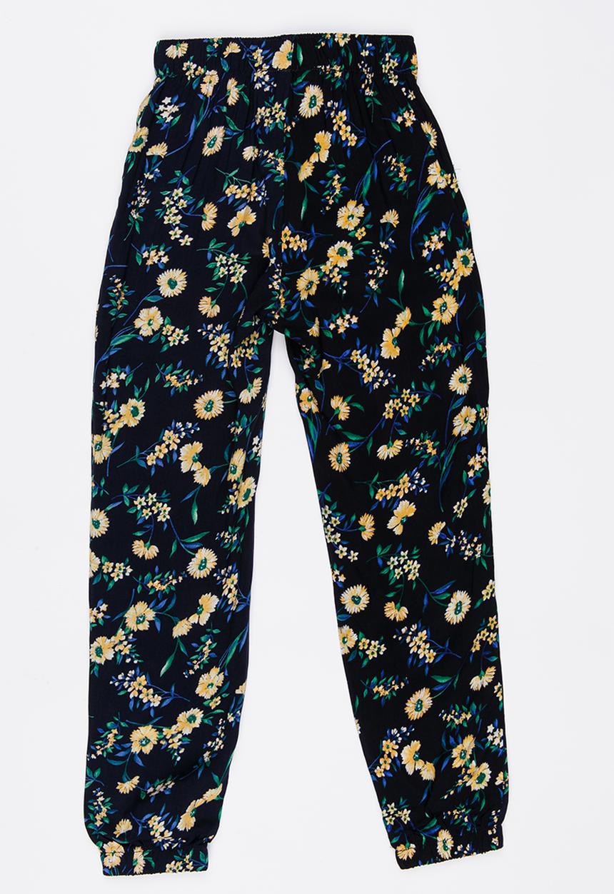 Pop Candy - Floral Printed Pants Navy