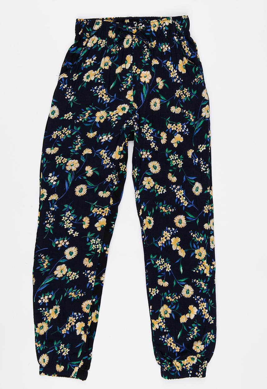 Pop Candy - Floral Printed Pants Navy