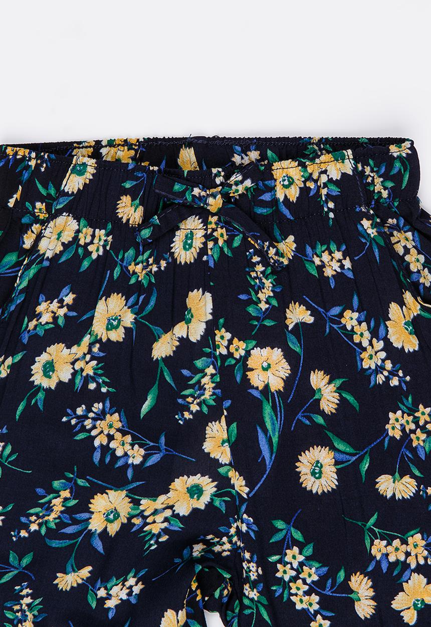 Pop Candy - Floral Printed Pants Navy