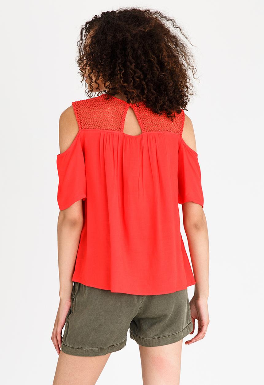 Vero Moda - Lulu Cold Shoulder Blouse Coral