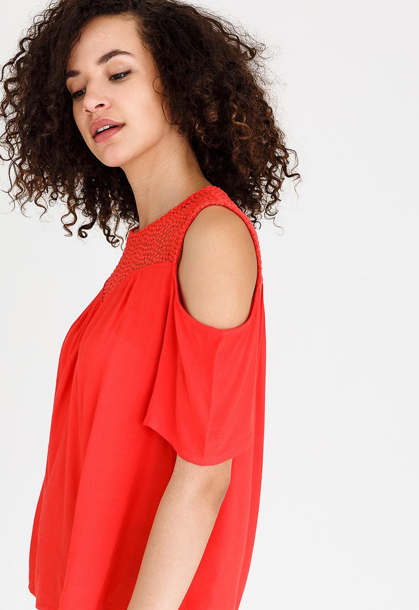 Vero Moda - Lulu Cold Shoulder Blouse Coral