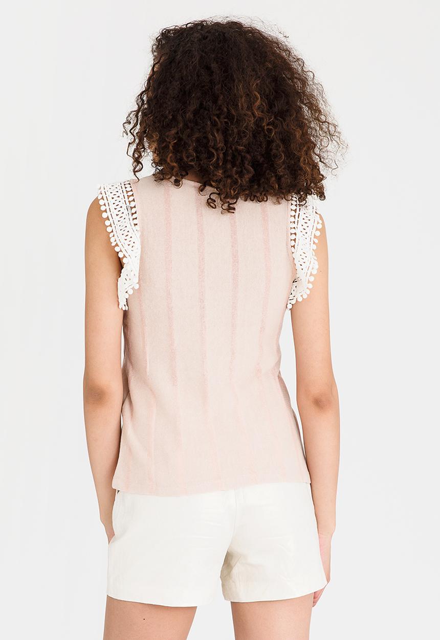 Vero Moda - Amari Lace Frill Top Beige