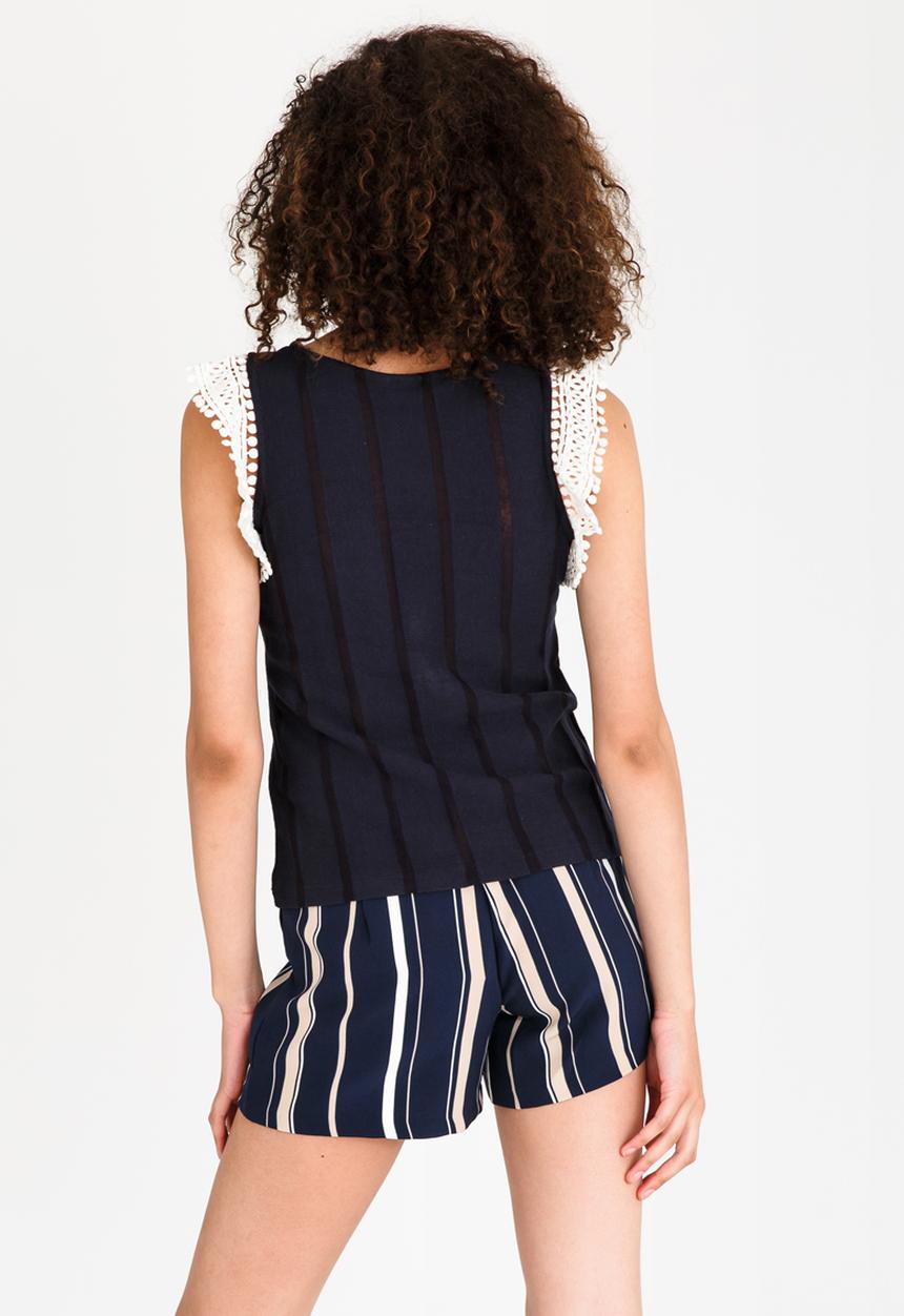 Vero Moda - Amari Lace Frill Top Navy