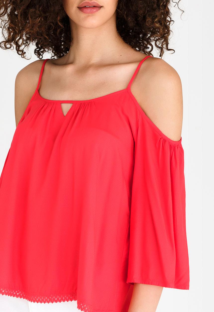 Vero Moda - Deb Cold Shoulder Top Red