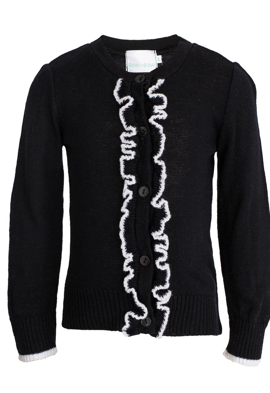 See-Saw - Cardi with Frill Detail Black and White