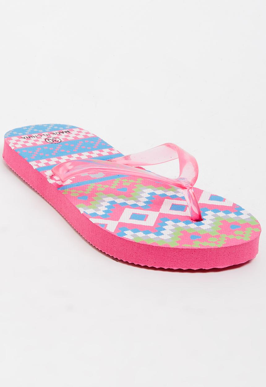 Pop Candy - Printed Flip Flops Mid Pink