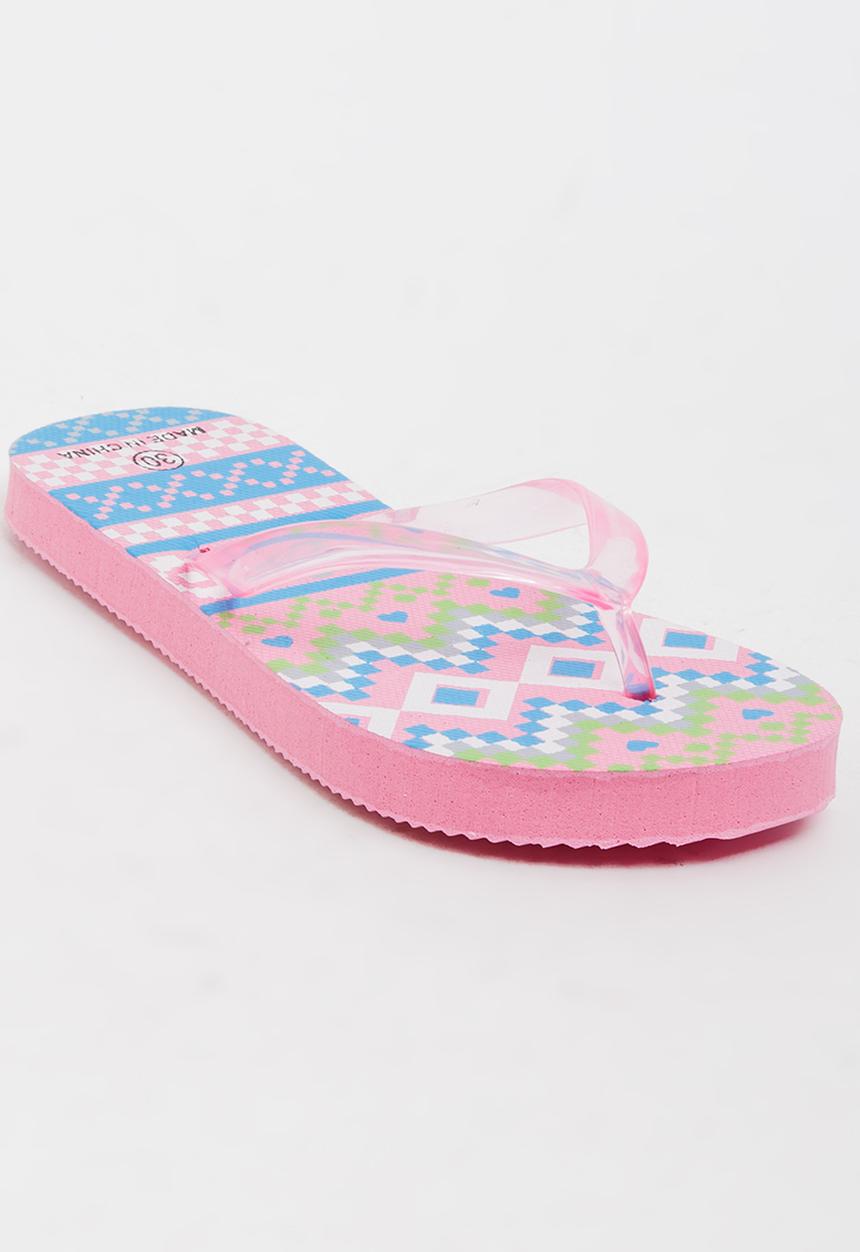 Pop Candy - Printed Flip Flops Pale Pink