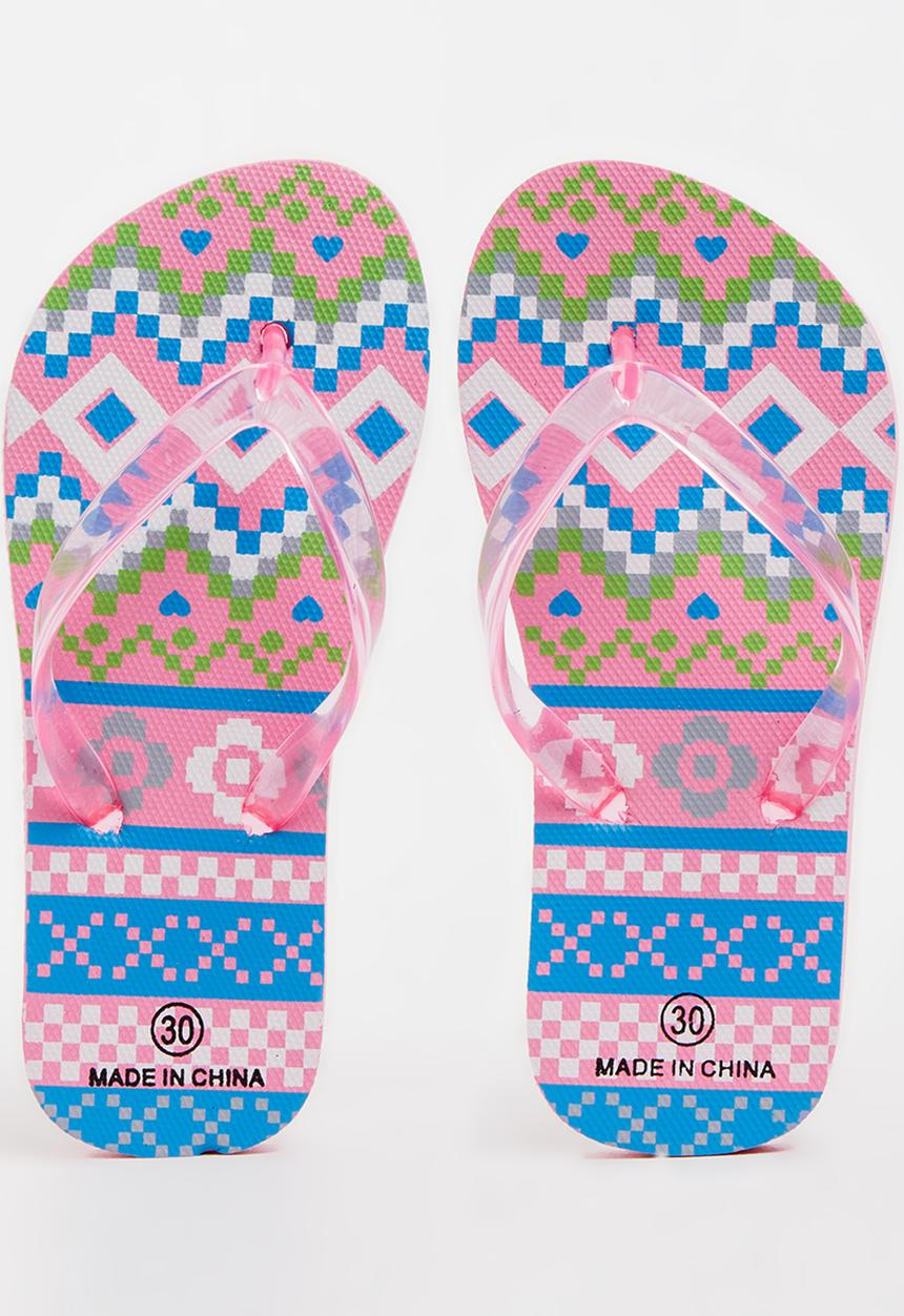 Pop Candy - Printed Flip Flops Pale Pink
