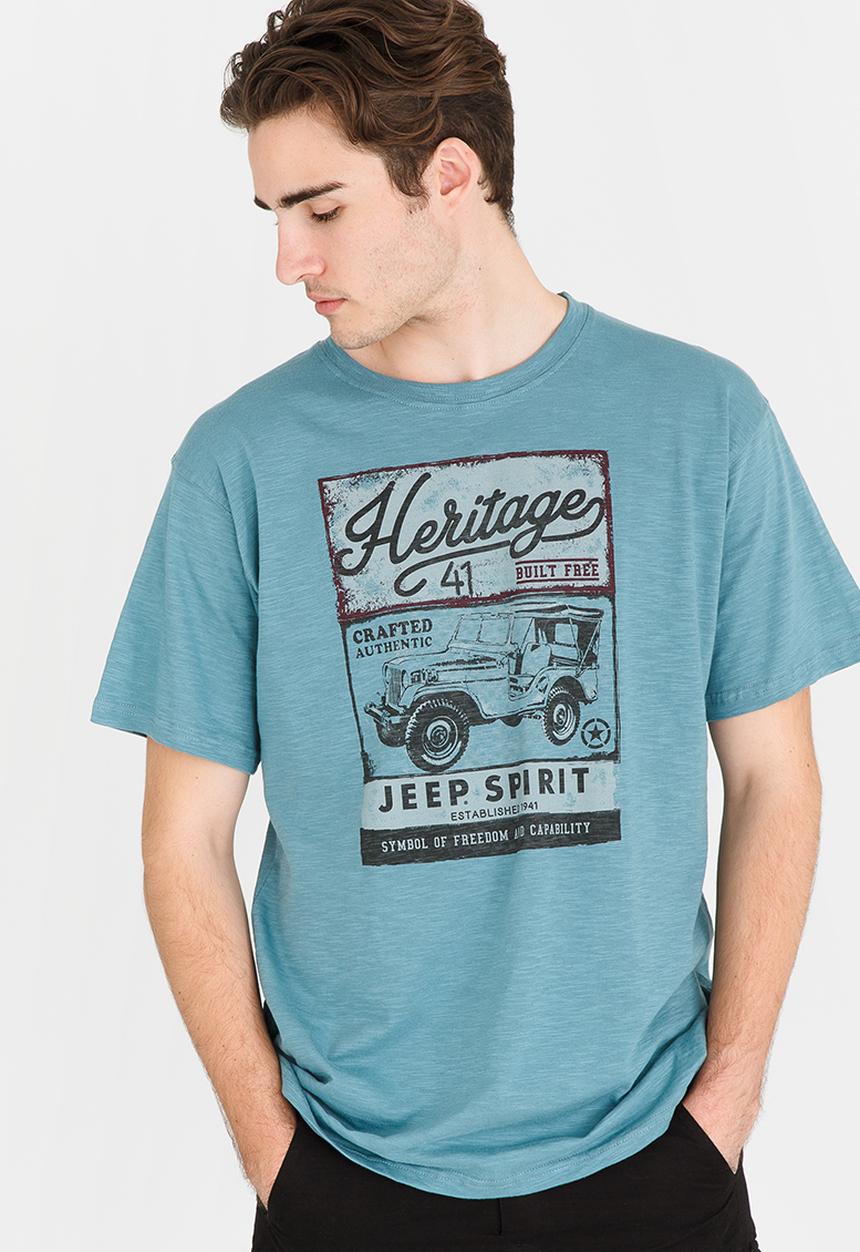 JEEP SPIRIT - Basic Crew Printed Tee Blue
