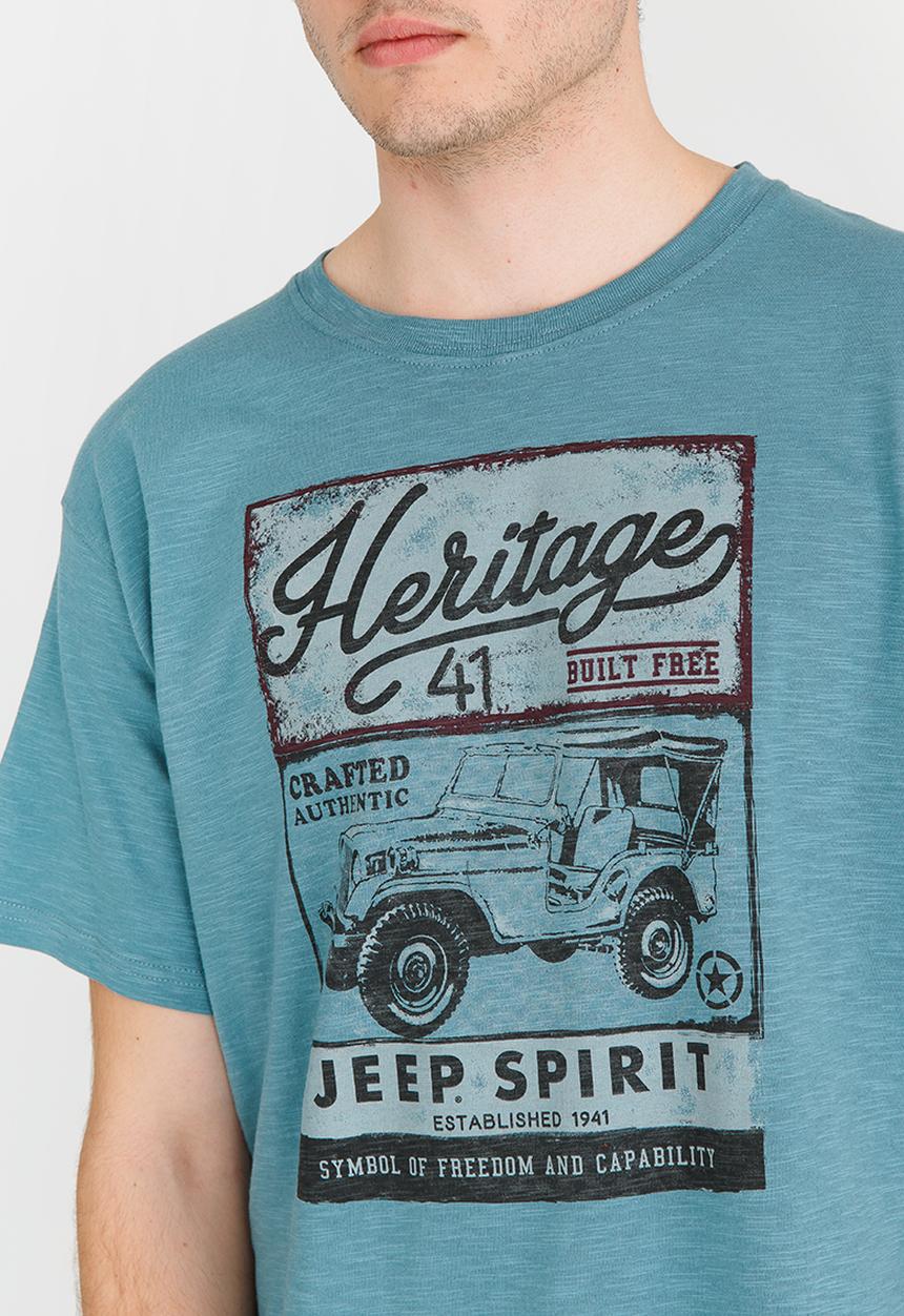JEEP SPIRIT - Basic Crew Printed Tee Blue