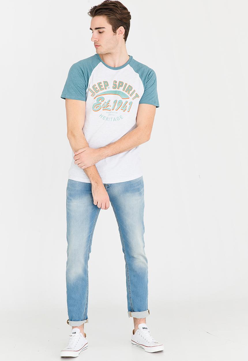 JEEP SPIRIT - Raglan Printed Tee Blue
