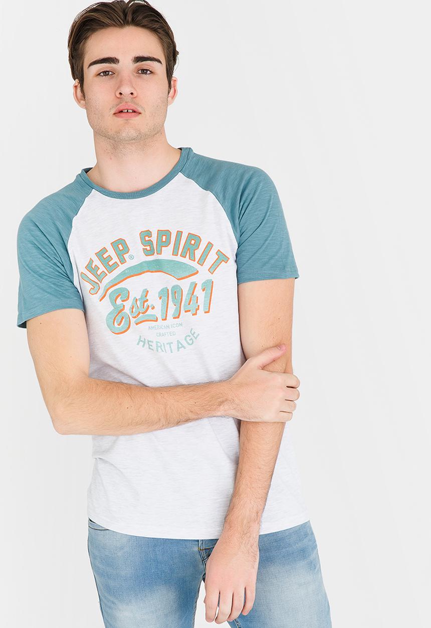 JEEP SPIRIT - Raglan Printed Tee Blue
