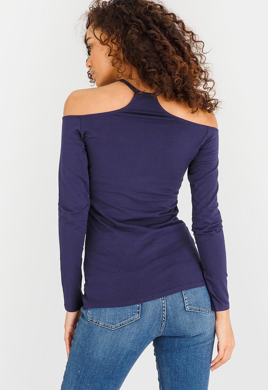 GUESS - Guess 3/4 Gibson Off Shoulder Top Dark Blue