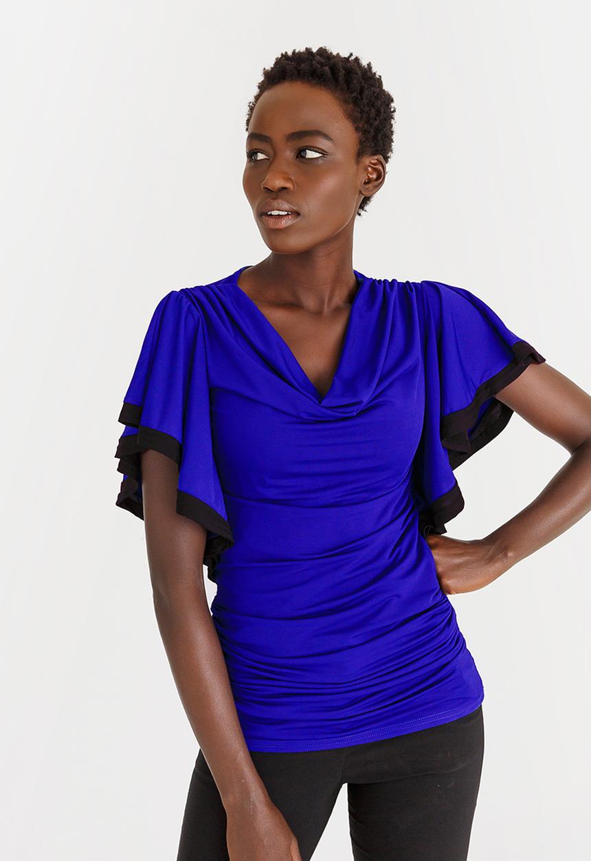 edit - Cowl Neck T-shirt Cobalt