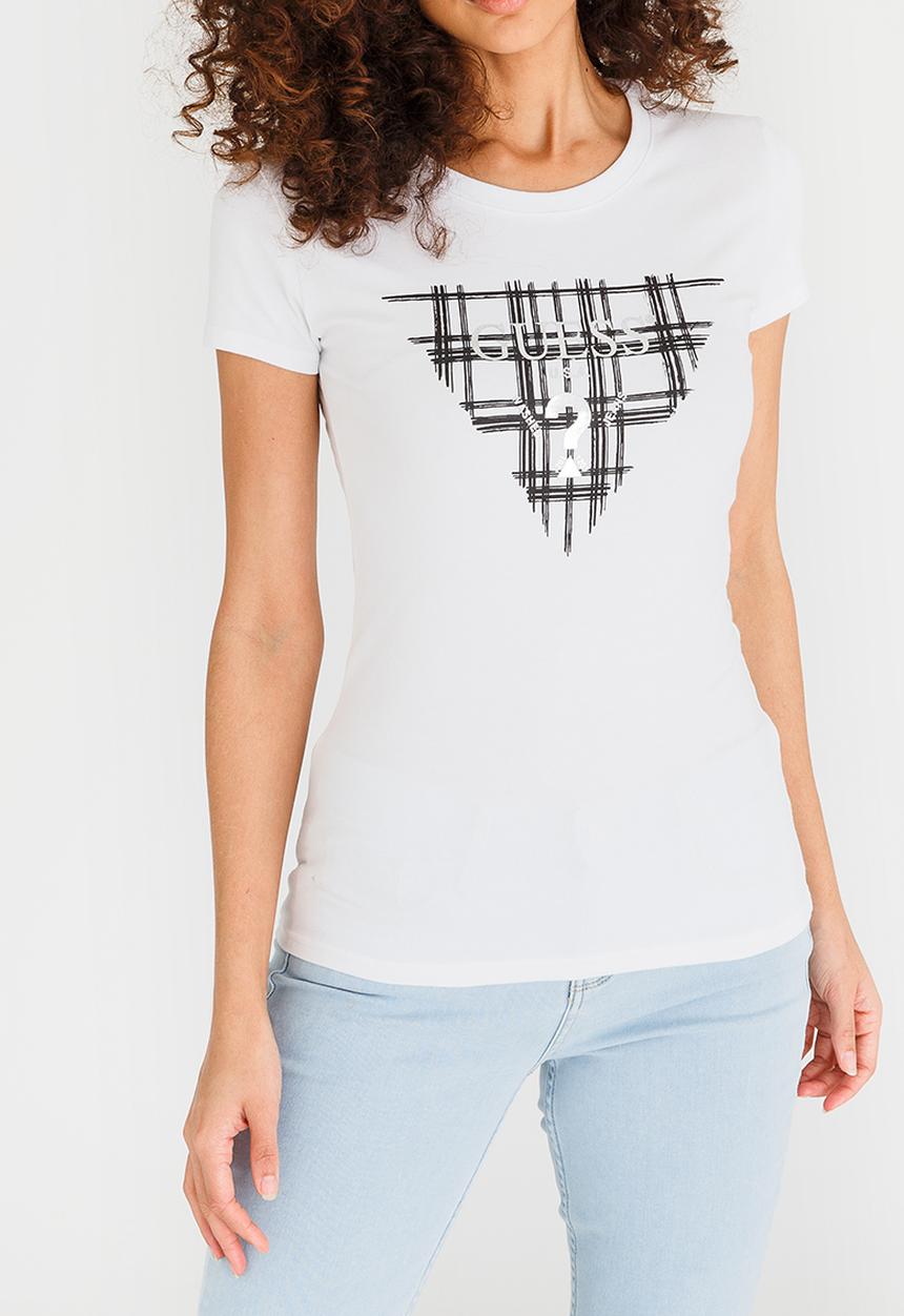 GUESS - Guess Sketchy Plaid Tri R3 Tee White