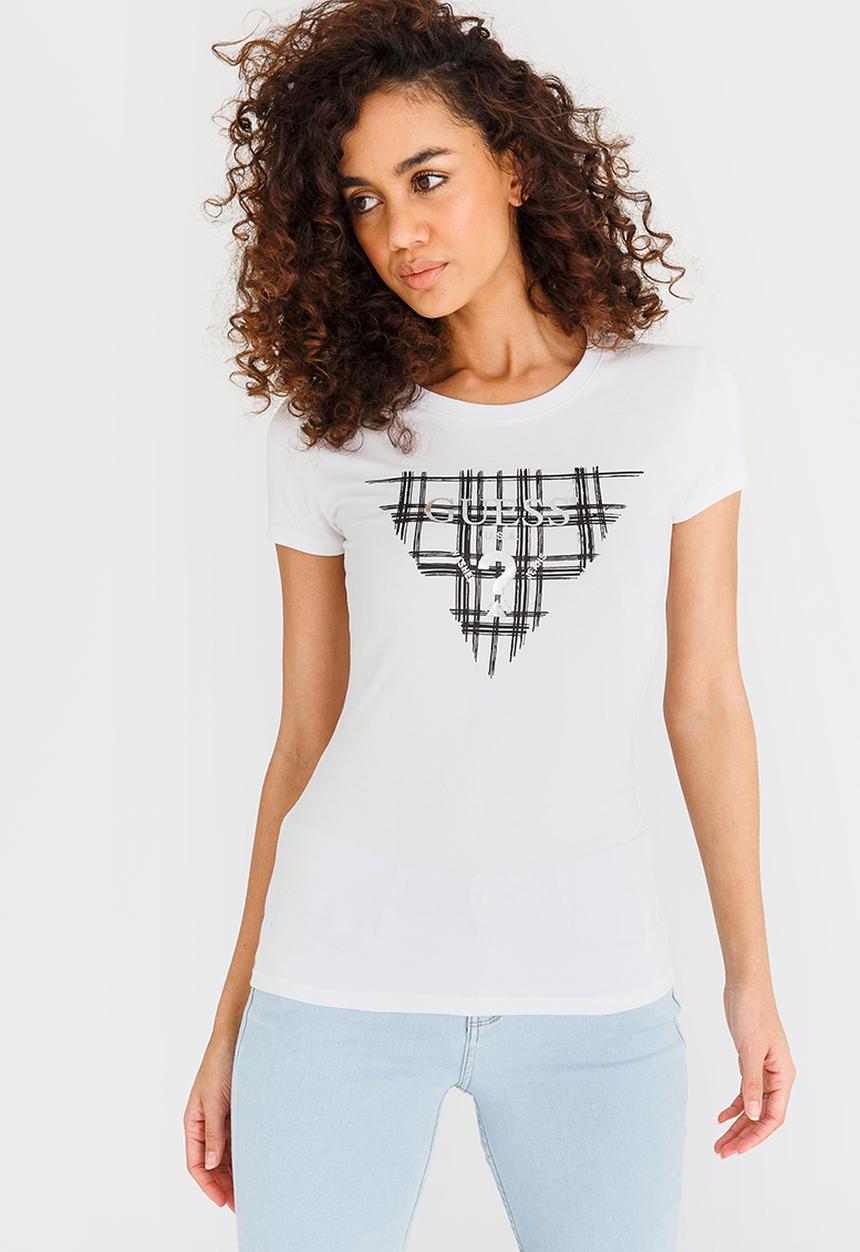 GUESS - Guess Sketchy Plaid Tri R3 Tee White