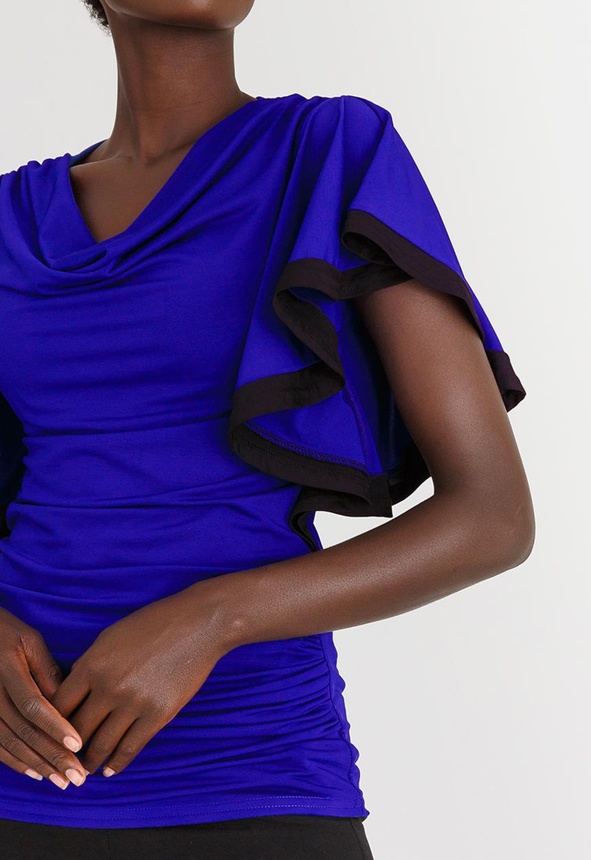edit - Cowl Neck T-shirt Cobalt