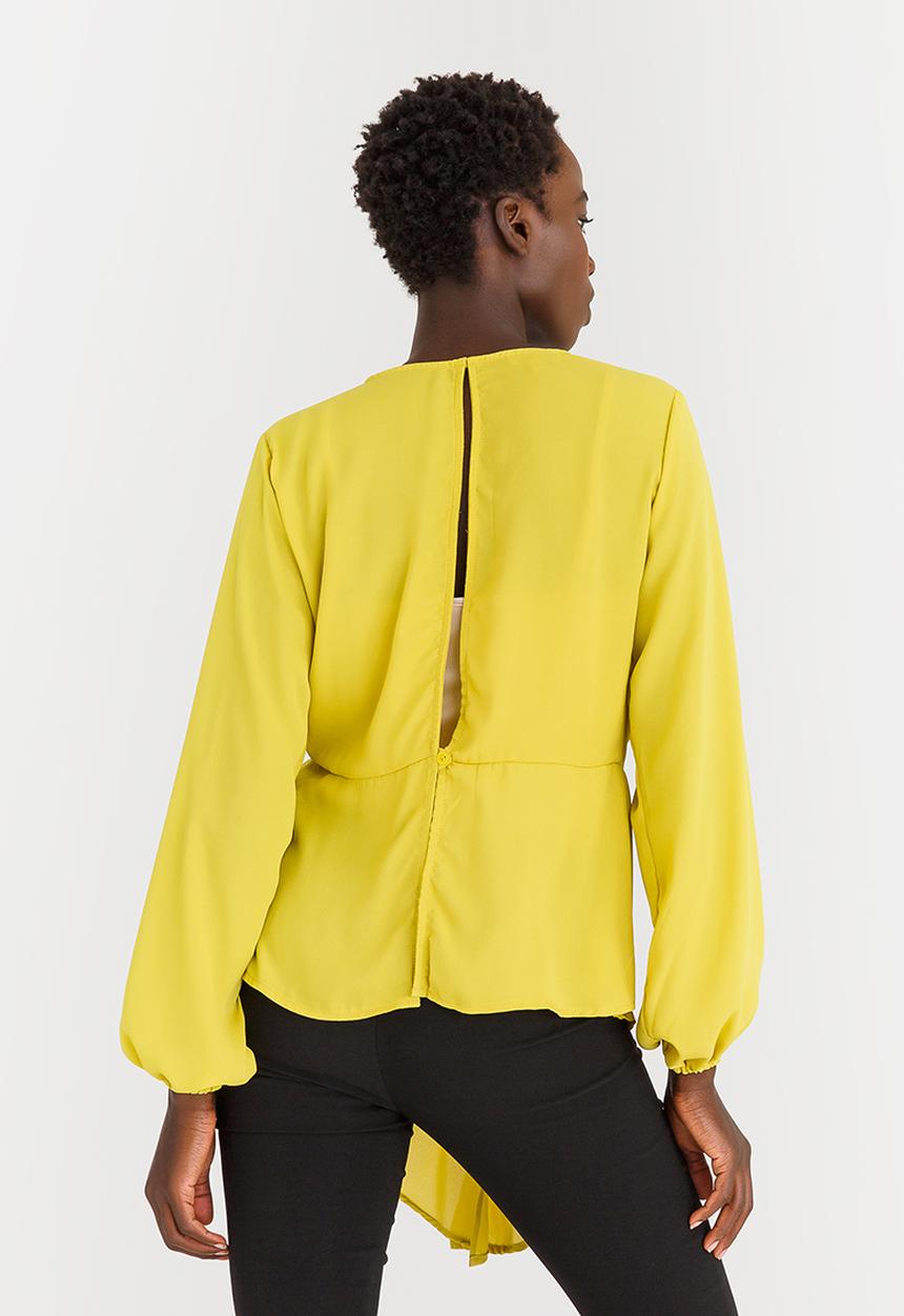 edit - Peplum Tie Front Blouse with Inner Cami Yellow