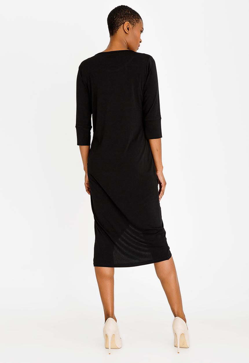 edit - Cross-over hem dress - black 
