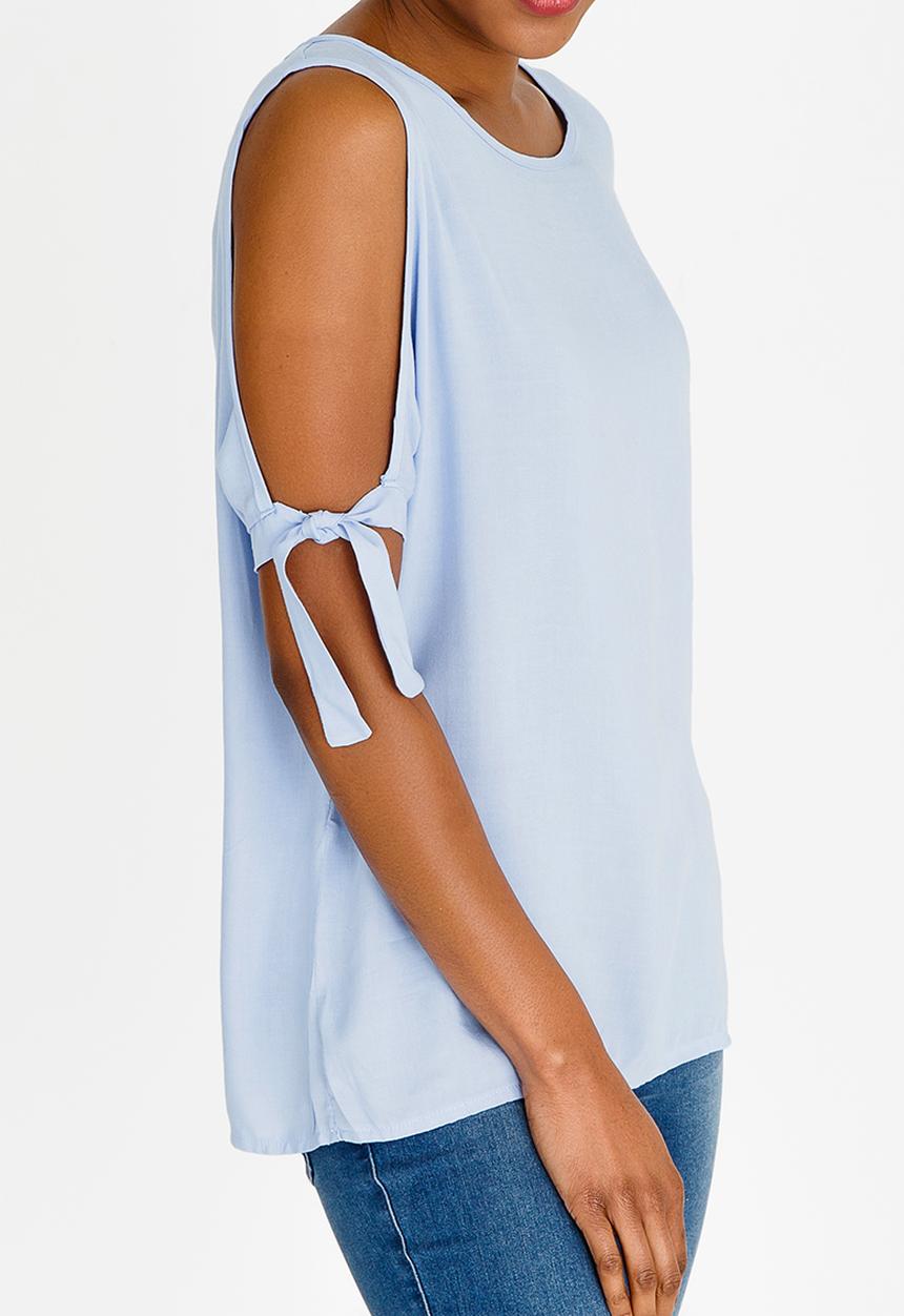 edit - Tie Sleeve Blouse Blue