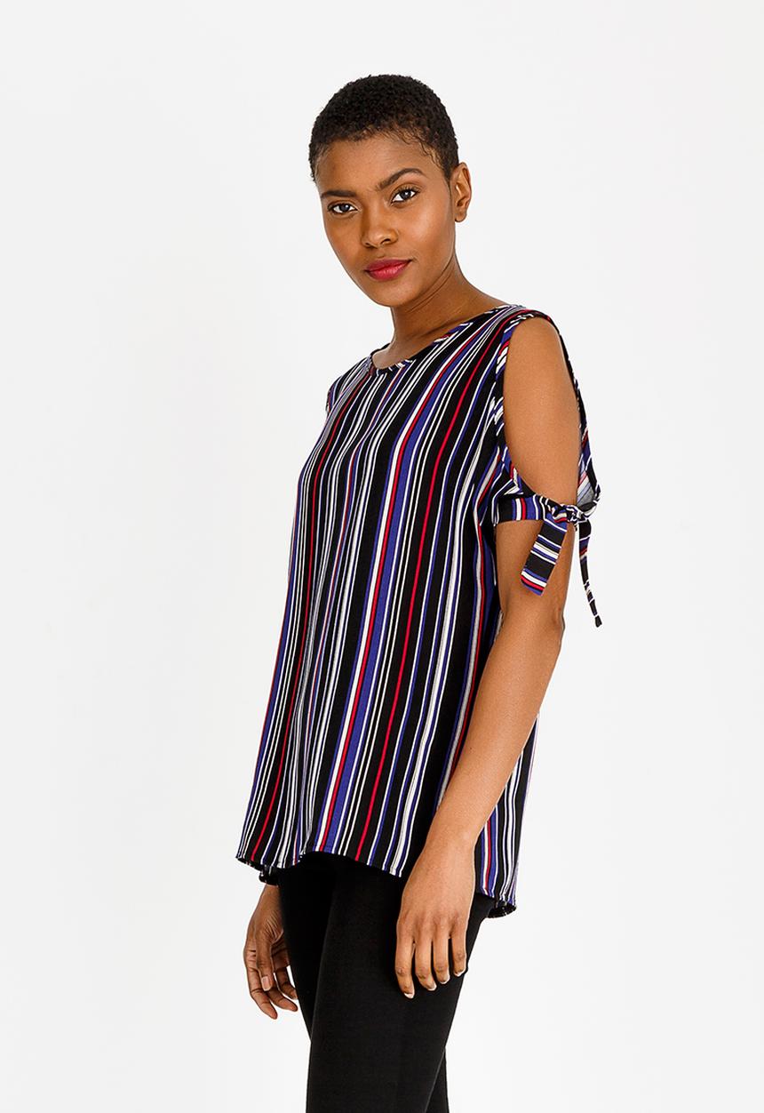 edit - Tie Sleeve Blouse Multi-colour