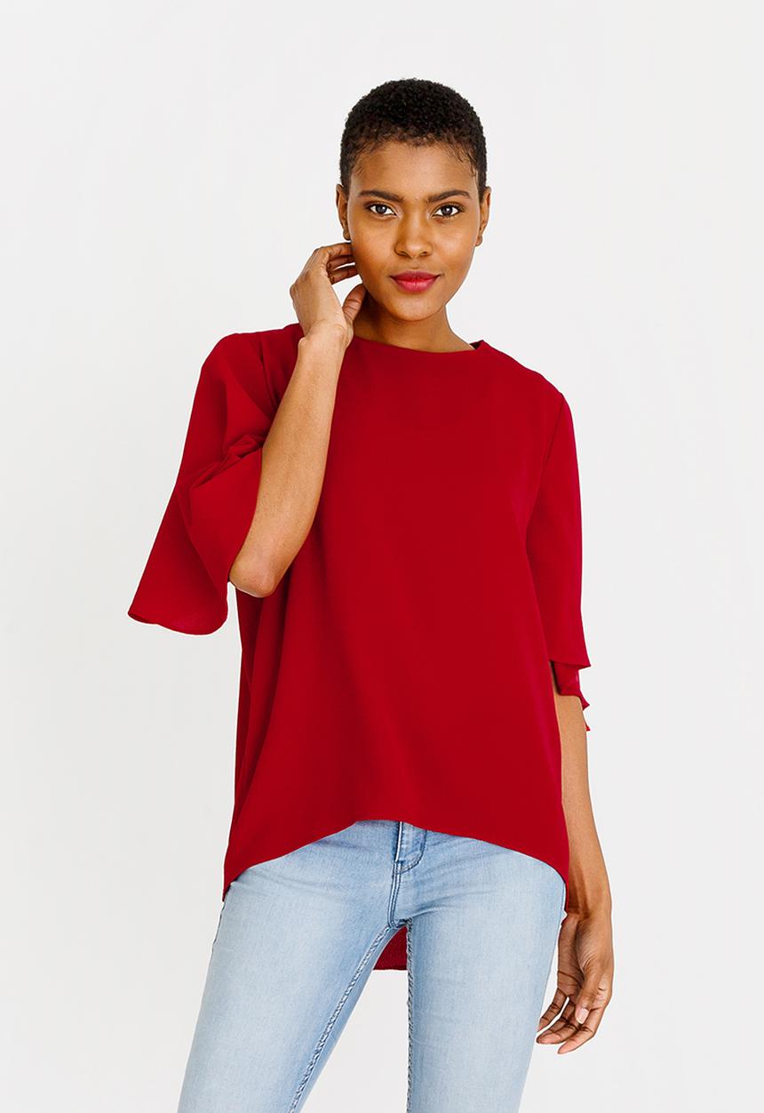 c(inch) - Flared Sleeve Blouse Red