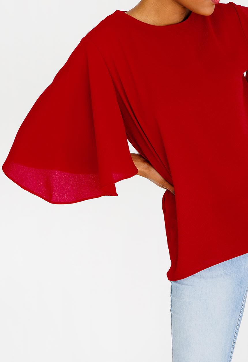 c(inch) - Flared Sleeve Blouse Red