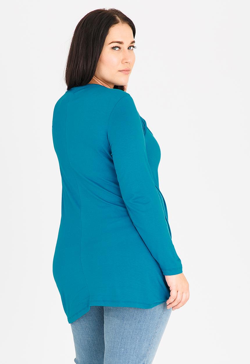 edit Plus - Envelope Neck Tunic Mid Blue