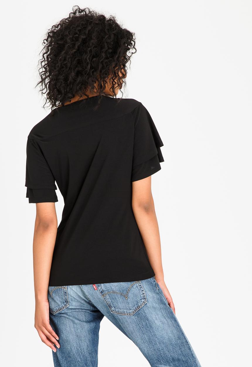 edit - Wrap-over Peplum Blouse Black