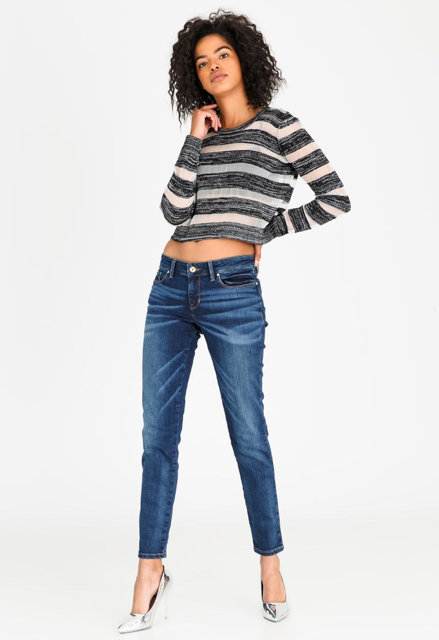 GUESS - Guess Amara Sheer Striped Sweater Black and White