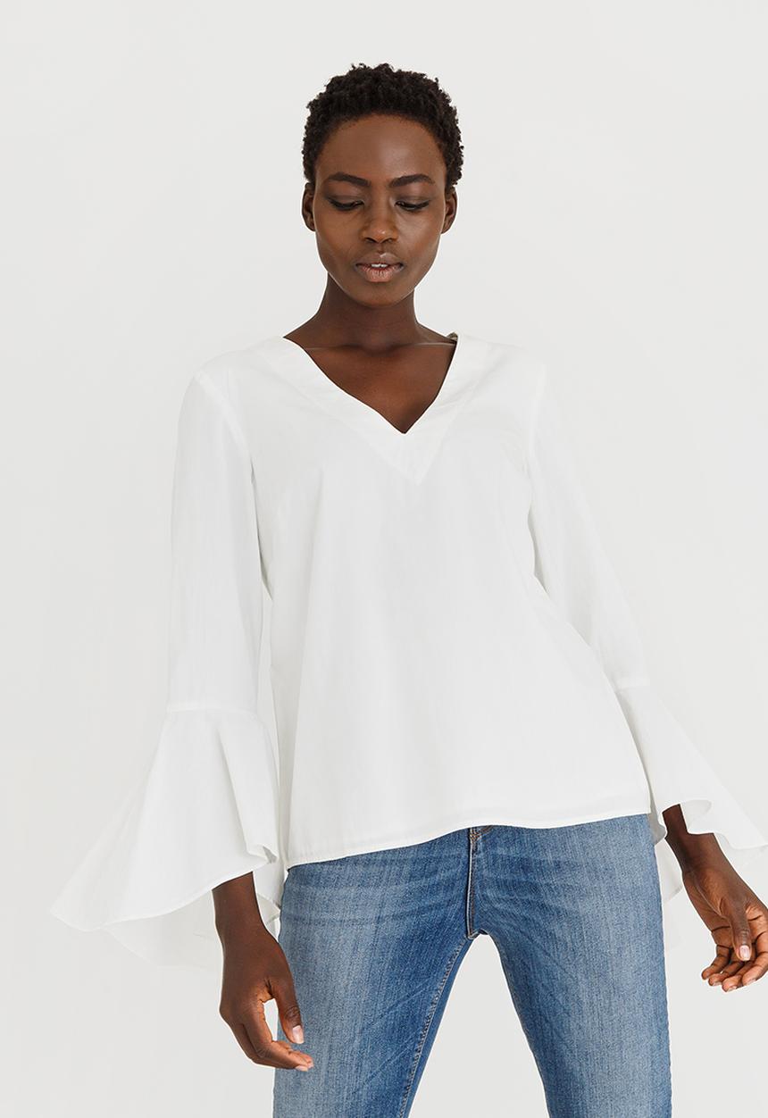 Vero Moda - Poppy Flare Sleeve Top White
