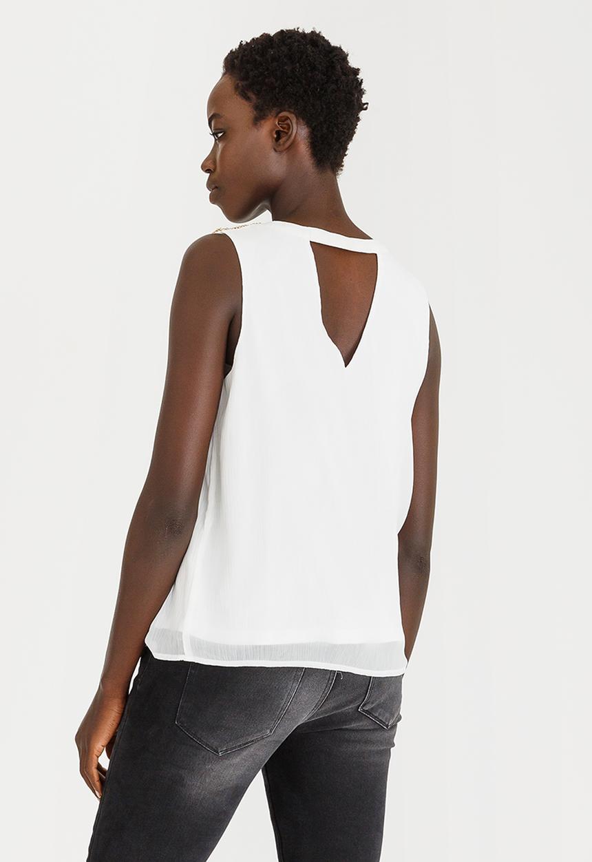 Vero Moda - Blinky Sleeveless Bead Detail Top White