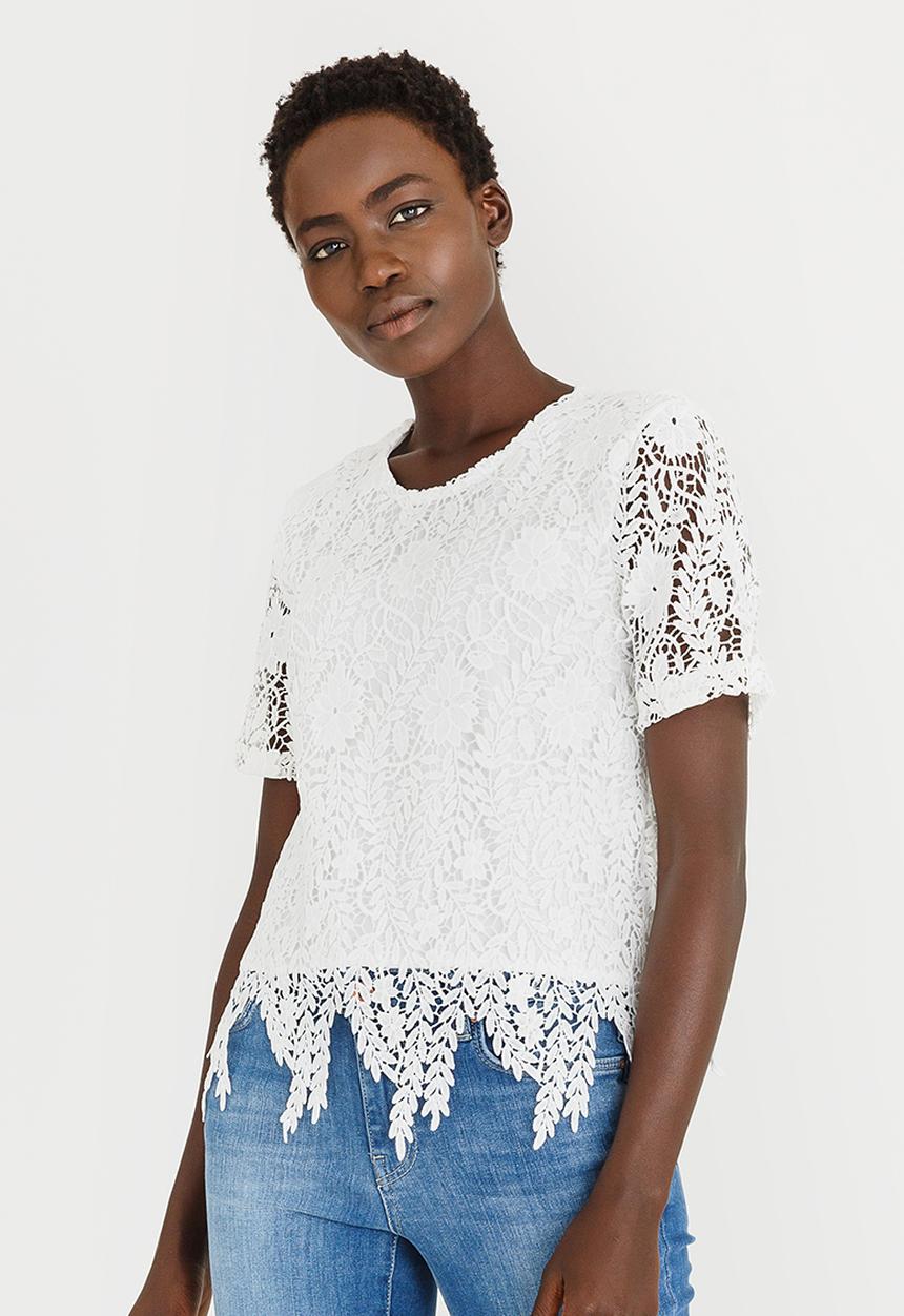 Vero Moda - Flora Short Sleeve Lace Top White