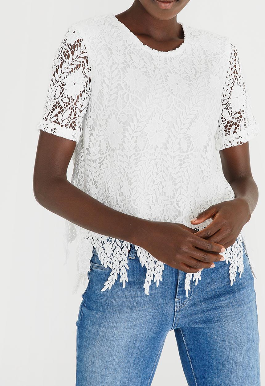 Vero Moda - Flora Short Sleeve Lace Top White
